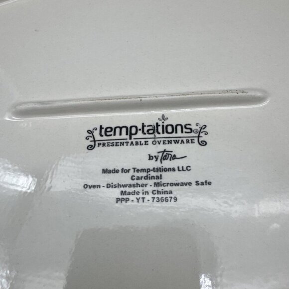 Temptations Tara Cardinal Ceramic Oval Serving Platter 13” Green Holly Christmas - Picture 4 of 6